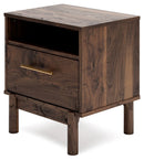 Calverson - Mocha - One Drawer Night Stand - Medium-Washburn's Home Furnishings