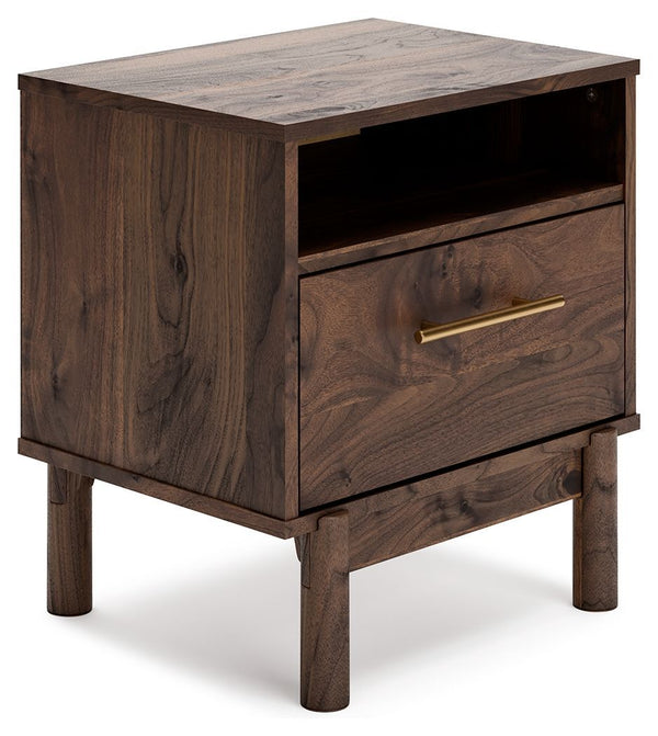 Calverson - Mocha - One Drawer Night Stand - Medium-Washburn's Home Furnishings