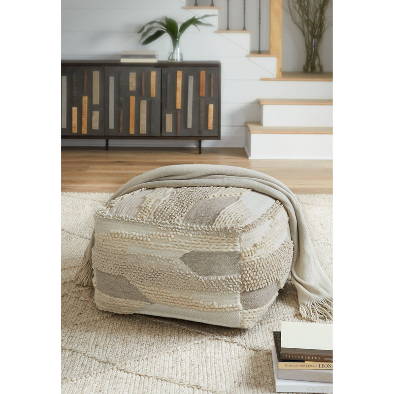 Cartlow - Cream/beige/gray - Pouf-Washburn's Home Furnishings