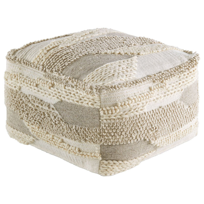 Cartlow - Cream/beige/gray - Pouf-Washburn's Home Furnishings