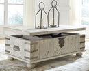 Carynhurst - White Wash Gray - Lift Top Cocktail Table-Washburn's Home Furnishings