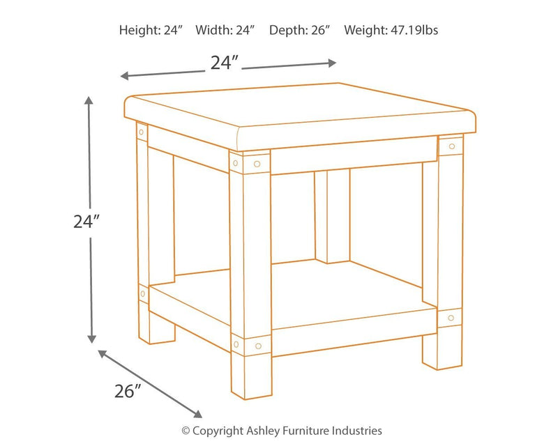 Carynhurst - White Wash Gray - Rectangular End Table-Washburn's Home Furnishings