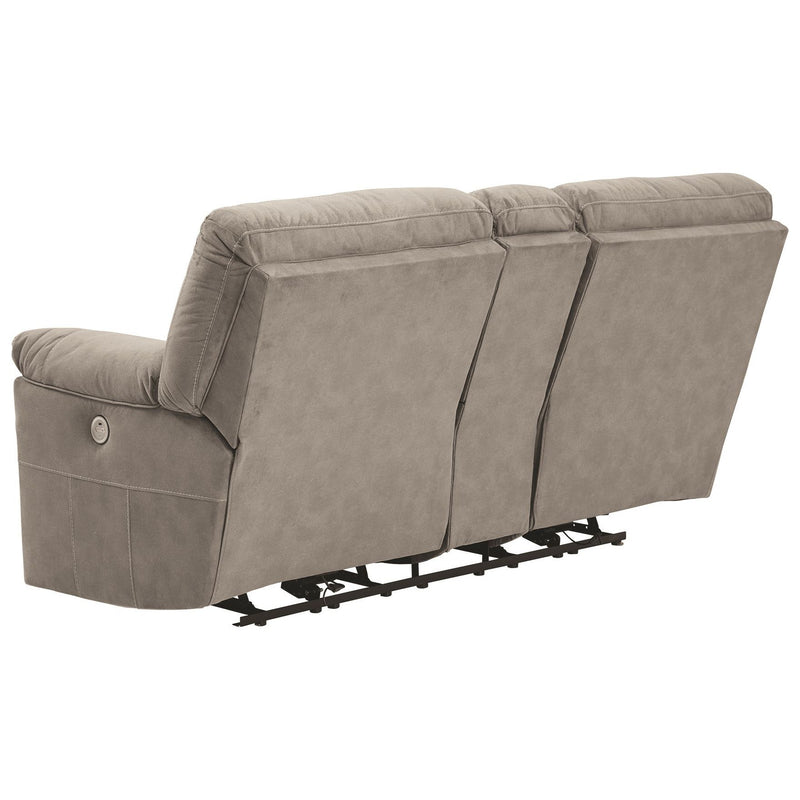 Cavalcade - Slate - Dbl Rec Pwr Loveseat W/console-Washburn's Home Furnishings