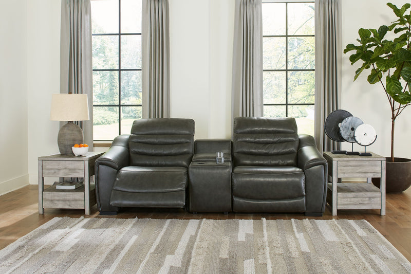 Center Line - Dark Gray - Left Arm Facing Power Recliner 3 Pc Sectional-Washburn's Home Furnishings