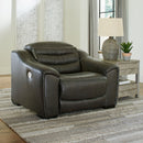 Center Line - Dark Gray - Pwr Recliner/adj Headrest-Washburn's Home Furnishings