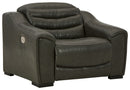 Center Line - Dark Gray - Pwr Recliner/adj Headrest-Washburn's Home Furnishings