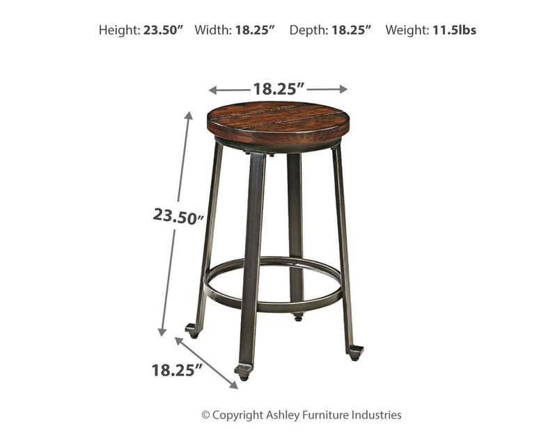 Challiman - Rustic Brown - Counter Height Bar Stool (set Of 2)-Washburn's Home Furnishings