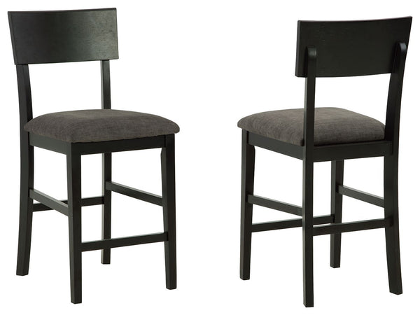 Chanzen - Gray/black - Upholstered Barstool (2/cn)-Washburn's Home Furnishings