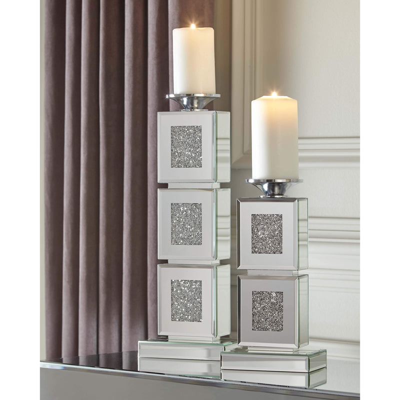 Charline - Metallic - Candle Holder Set (2/cn) - Segmented-Washburn's Home Furnishings