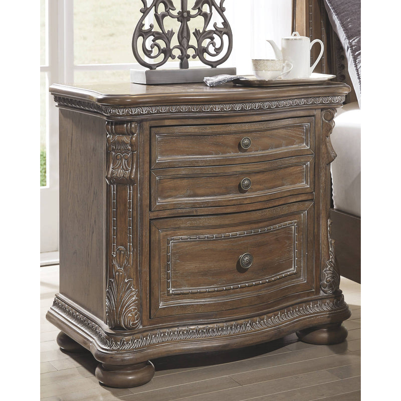 Charmond - Brown Dark - Two Drawer Night Stand-Washburn's Home Furnishings