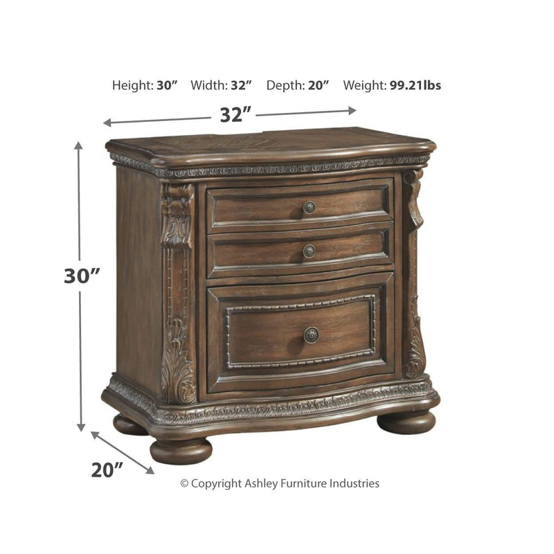 Charmond - Brown Dark - Two Drawer Night Stand-Washburn's Home Furnishings