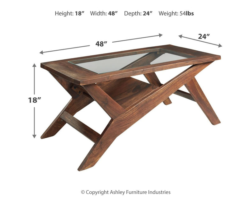 Charzine - Warm Brown - Rectangular Cocktail Table-Washburn's Home Furnishings