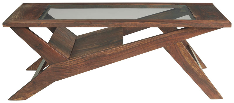 Charzine - Warm Brown - Rectangular Cocktail Table-Washburn's Home Furnishings