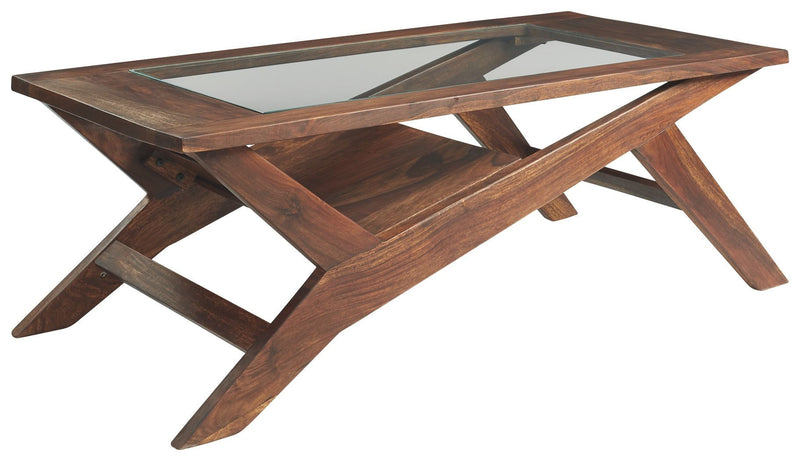 Charzine - Warm Brown - Rectangular Cocktail Table-Washburn's Home Furnishings