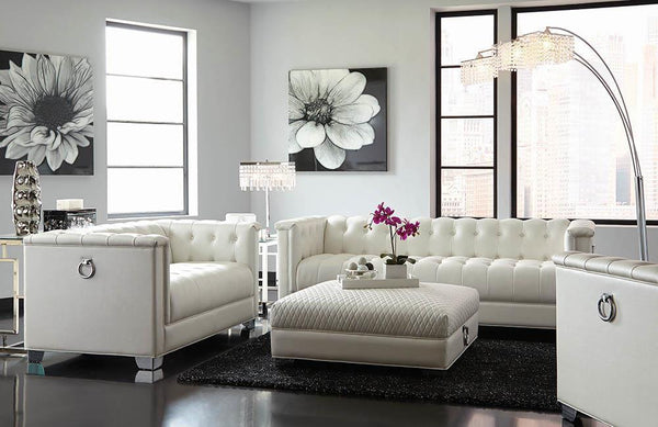 Chaviano Collection - Ottoman - Pearl And White-Washburn's Home Furnishings