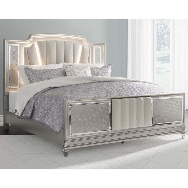 Chevanna - Pearl Silver - California King Upholstered Panel Bed-Washburn's Home Furnishings