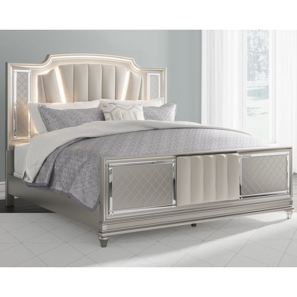 Chevanna - Pearl Silver - King Upholstered Panel Bed-Washburn's Home Furnishings