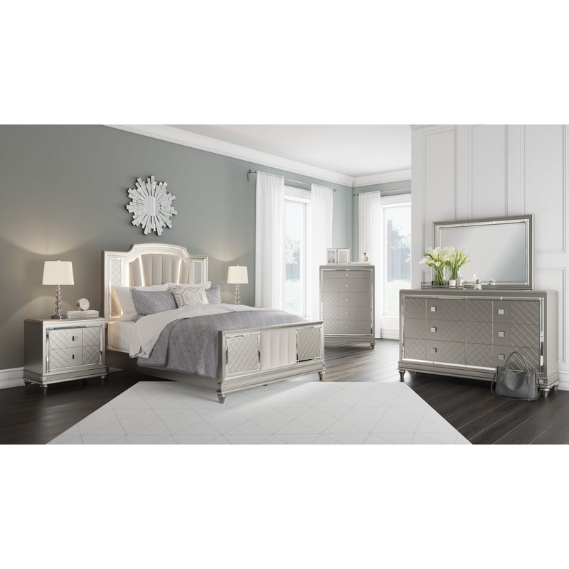 Chevanna - Pearl Silver - Queen Upholstered Panel Bed-Washburn's Home Furnishings