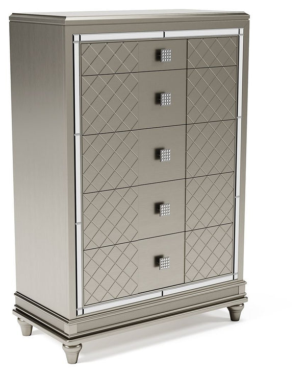 Chevanna - Platinum - Five Drawer Chest-Washburn's Home Furnishings