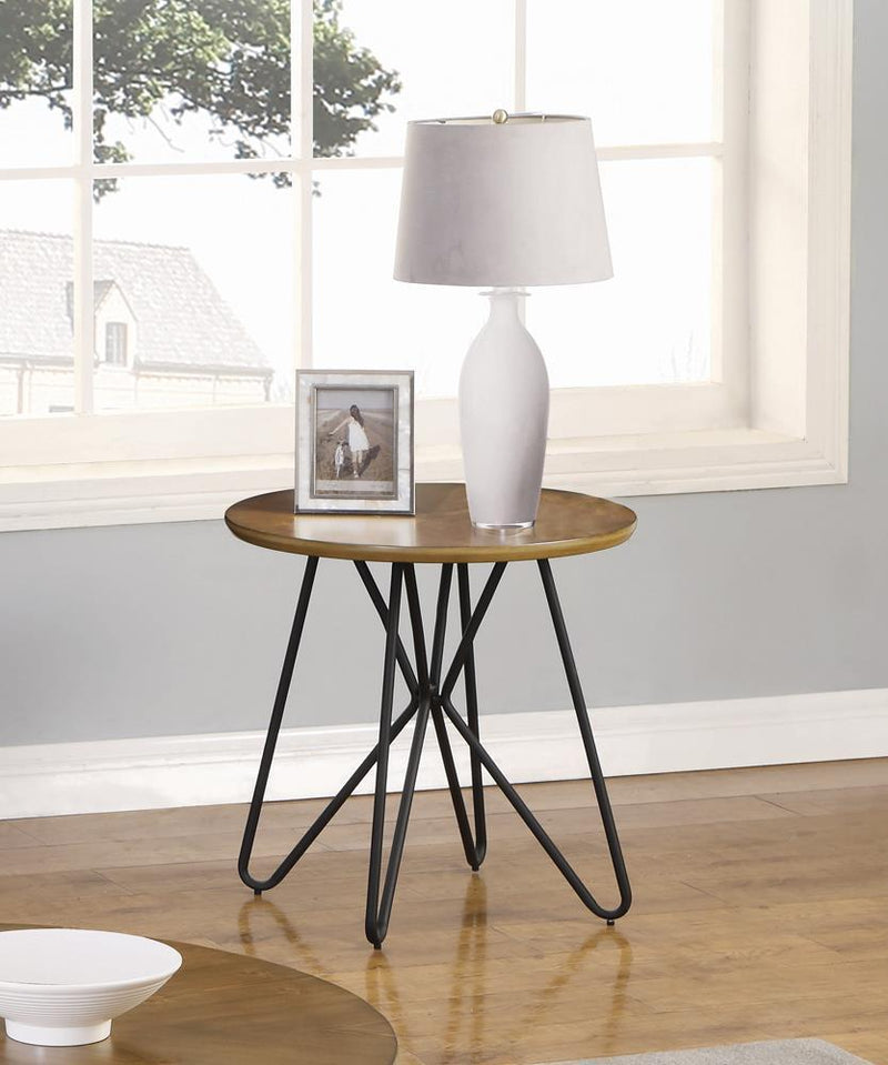 Churchill Round End Table Dark Brown And Black-Washburn's Home Furnishings