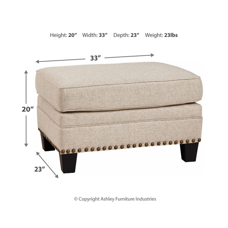 Claredon - Linen - Ottoman-Washburn's Home Furnishings