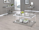 Claude Coffee Table With Lower Shelf Chrome And - Clear-Washburn's Home Furnishings