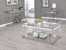 Claude Sofa Table With Lower Shelf Chrome And - Clear-Washburn's Home Furnishings