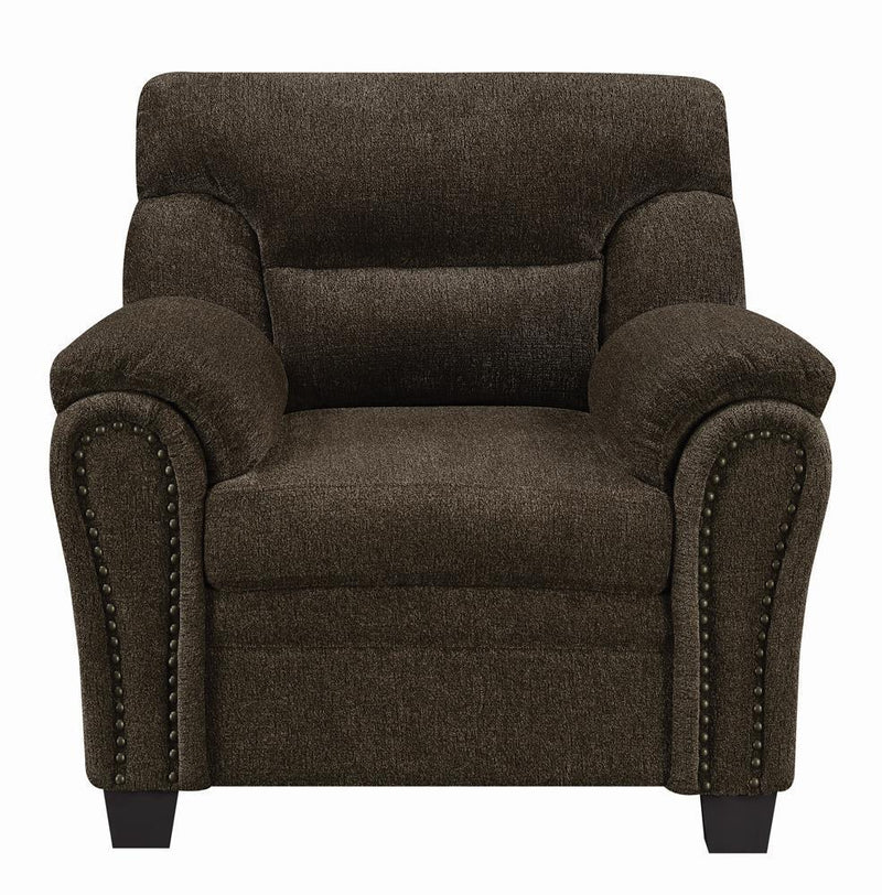 Clemintine - Upholstered Chair With Nailhead Trim Brown-Washburn's Home Furnishings