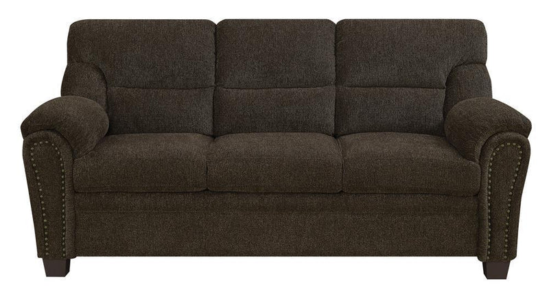 Clemintine - Upholstered Sofa With Nailhead Trim Brown-Washburn's Home Furnishings