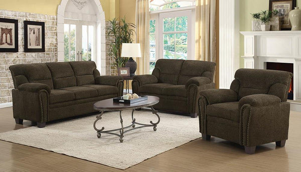 Clemintine - Upholstered Sofa With Nailhead Trim Brown-Washburn's Home Furnishings