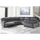 Clonmel - Charcoal - Left Arm Facing Recliner 5 Pc Sectional-Washburn's Home Furnishings