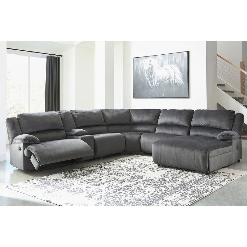 Clonmel - Charcoal - Left Arm Facing Recliner 6 Pc Sectional-Washburn's Home Furnishings