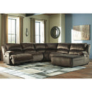 Clonmel - Chocolate - Left Arm Facing Power Recliner 5 Pc Sectional-Washburn's Home Furnishings