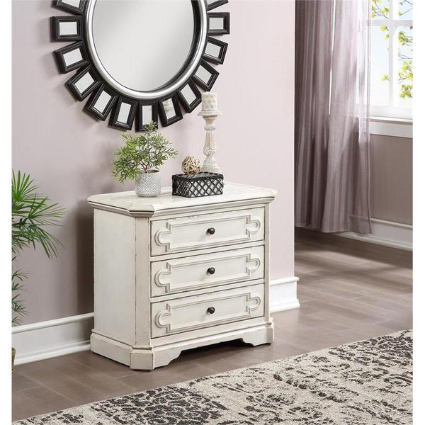 Coast to Coast 3 Drawer Chest in Distressed White-Washburn's Home Furnishings