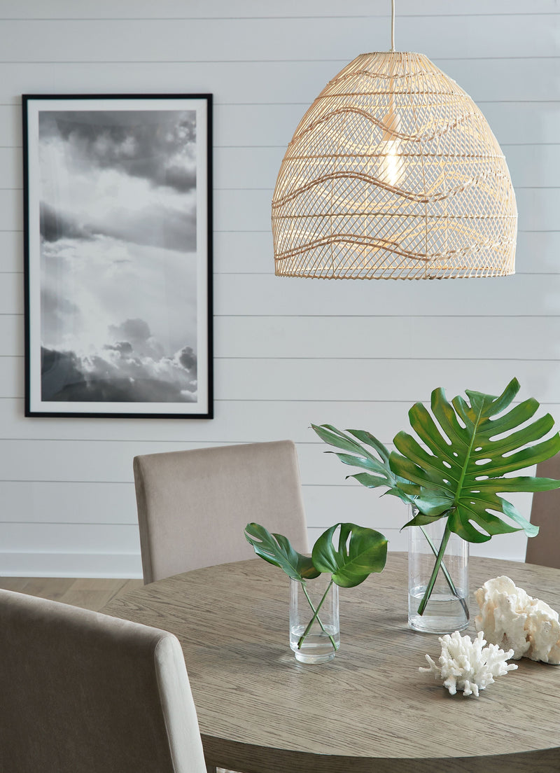 Coenbell - Beige - Rattan Pendant Light (1/cn)-Washburn's Home Furnishings