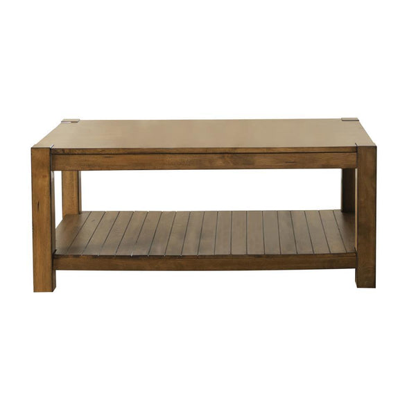 Coffee Table With Lower Shelf - Brown-Washburn's Home Furnishings