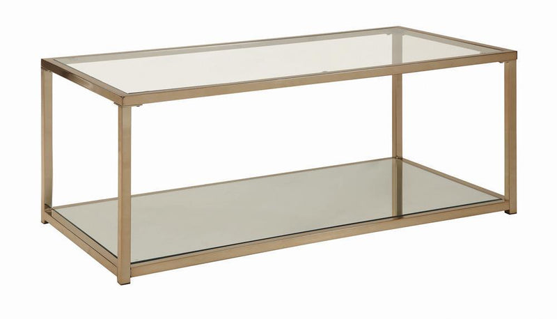 Coffee Table With Mirror Shelf - Yellow-Washburn's Home Furnishings