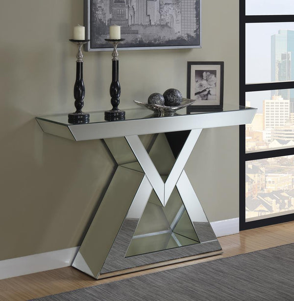 Console Table With Triangle Base - Pearl Silver-Washburn's Home Furnishings