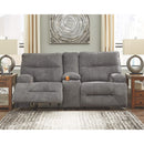 Coombs - Charcoal - Dbl Rec Pwr Loveseat W/console-Washburn's Home Furnishings