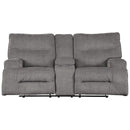 Coombs - Charcoal - Dbl Rec Pwr Loveseat W/console-Washburn's Home Furnishings