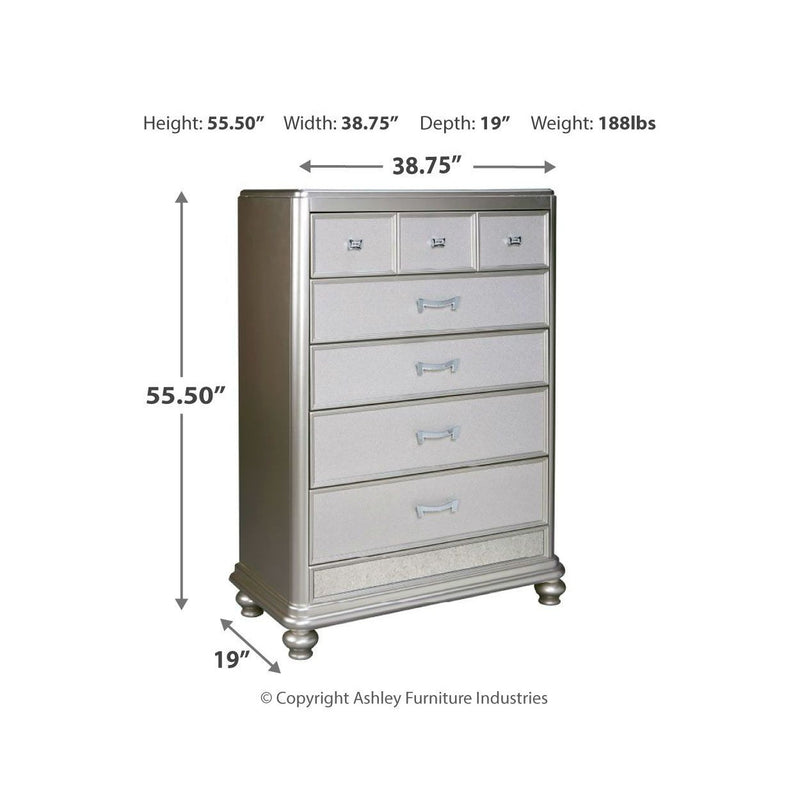 Coralayne - Silver - Five Drawer Chest-Washburn's Home Furnishings