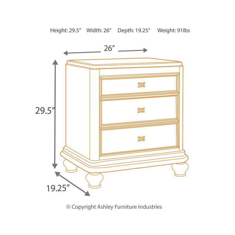 Coralayne - Silver - Three Drawer Night Stand-Washburn's Home Furnishings