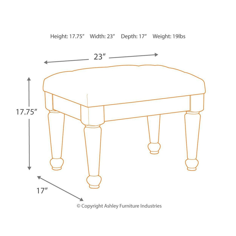 Coralayne - Silver - Upholstered Stool (1/cn)-Washburn's Home Furnishings