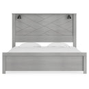 Cottonburg - Light Gray/white - King Panel Bed With Sconce Lights-Washburn's Home Furnishings