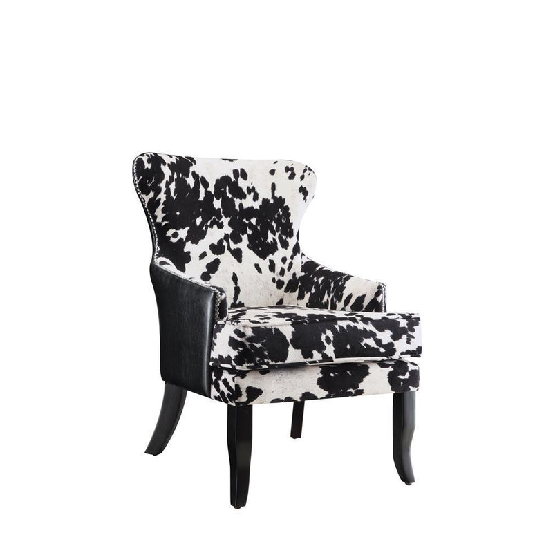 Cowhide Print Accent Chair - Black-Washburn's Home Furnishings