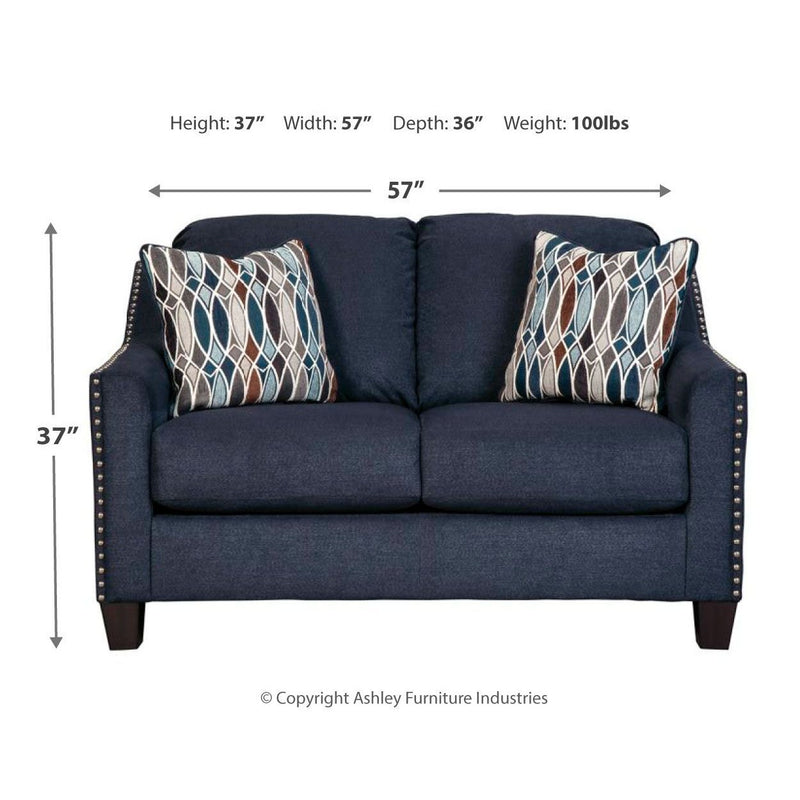 Creeal - Blue - Loveseat-Washburn's Home Furnishings