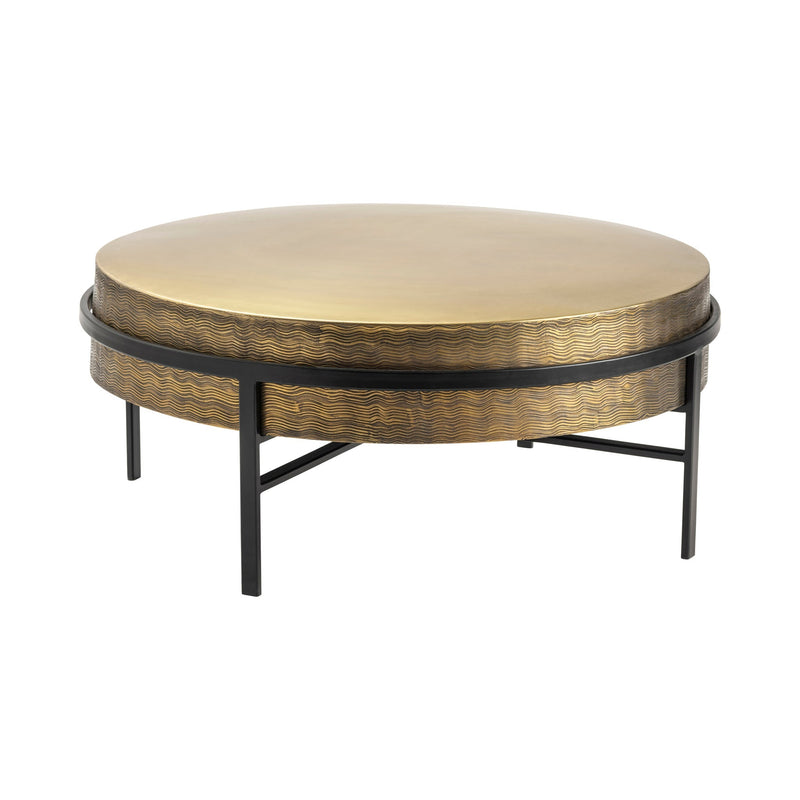 Crestview Living Room Hudson Textured Brass Cocktail Table-Washburn's Home Furnishings