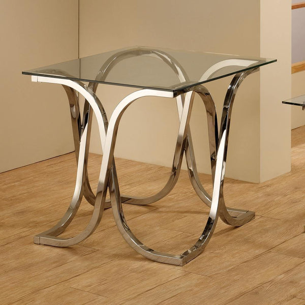 Curved X-shaped End Table - Pearl Silver-Washburn's Home Furnishings