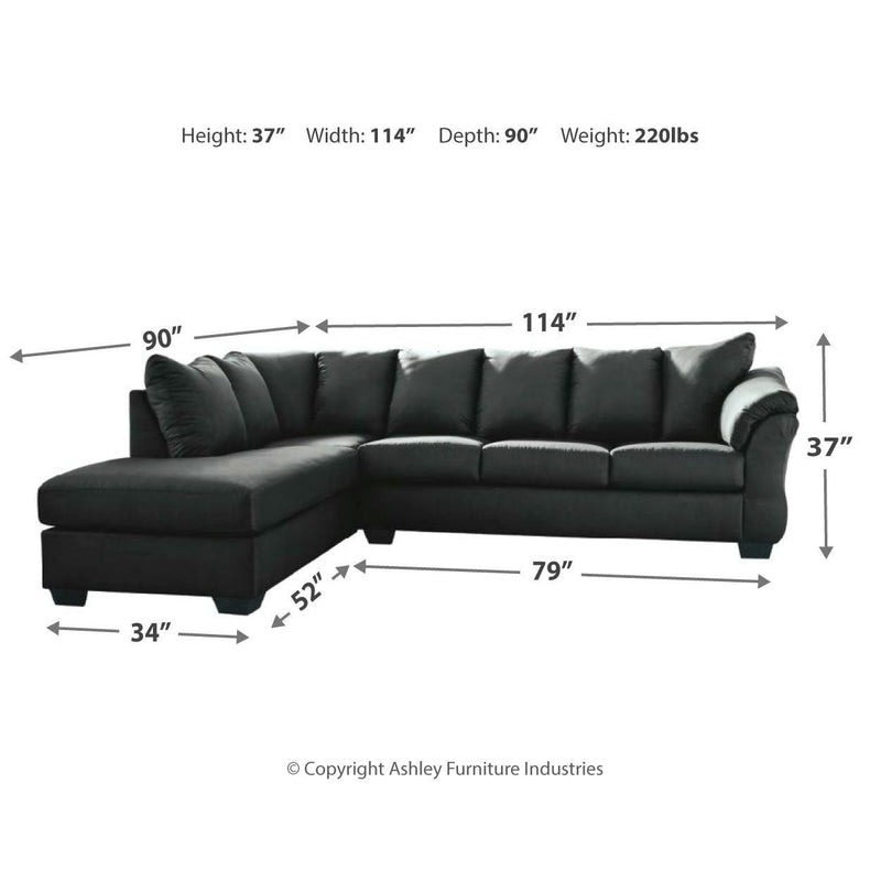 Darcy - Black - Left Arm Facing Chaise 2 Pc Sectional-Washburn's Home Furnishings