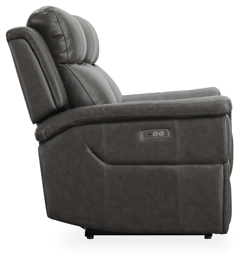 Dendron - Charcoal - Reclining Power Loveseat-Washburn's Home Furnishings